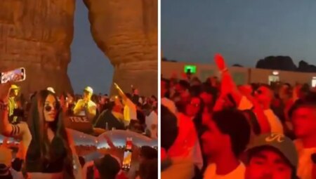 Suudi Arabistan’dan dikkat çeken parti görüntüleri! Yapıldığı yer de bir o kadar enteresan