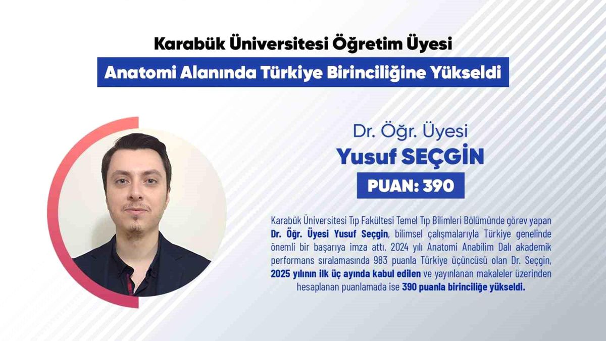 Dr. Yusuf Seçgin, Türkiye’nin Anatomi Alanında Birincisi Oldu