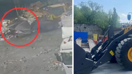 Şanssız personel, birinci iş gününde kepçenin altında kaldı